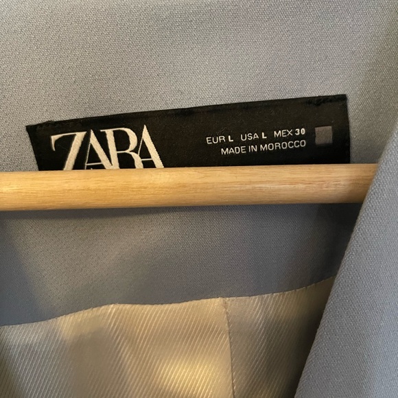 Zara Lapel-less Baby Blue Blazer w/ Shoulder Pads - Picture 3 of 4